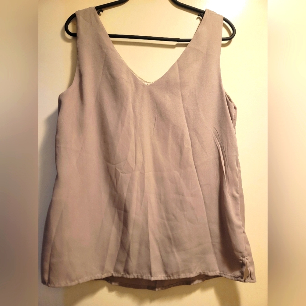 BlueTime Chaffon Beige Women's Dressy Tank with Satin lining Size Medium